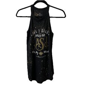 Southern Bliss Co Black Acid Wash Bleach Splatter Cash Whiskey Festival Tank S